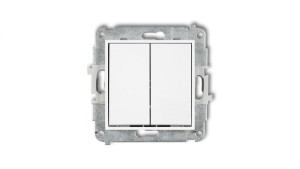 ICON Mechanizm łącznika zwiernego, świecznikowego (dwa klawisze bez piktogramów, wspólne zasilanie) biały mat 25IWP-44.1