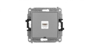 ICON Mechanizm gniazda komputerowego pojedynczego 1xRJ45, kat. 5e, 8-stykowy, bez pola opisowego szary mat 27IGKBO-1