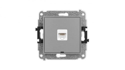 ICON Mechanizm gniazda komputerowego pojedynczego 1xRJ45, kat. 5e, 8-stykowy, bez pola opisowego szary mat 27IGKBO-1