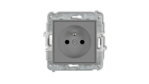 ICON Mechanizm gniazda pojedynczego z uziemieniem 2P+Z (przesłony torów prądowych) szary mat 27IGP-1zp