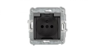 ICON Mechanizm gniazda bryzgoszczelnego z uziemieniem 2P+Z (klapka dymna, przesłony torów prądowych) szary mat 27IGPB-1zdp