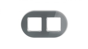 ICON Ramka uniwersalna podwójna okrągła - efekt szkła (ramka: grafitowa spód: biały) 28-0-IRSO-2