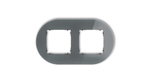 ICON Ramka uniwersalna podwójna okrągła - efekt szkła (ramka: grafitowa spód: czarny) 28-12-IRSO-2