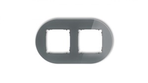 ICON Ramka uniwersalna podwójna okrągła - efekt szkła (ramka: grafitowa spód: grafitowy mat) 28-28-IRSO-2