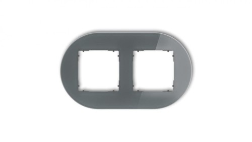 ICON Ramka uniwersalna podwójna okrągła - efekt szkła (ramka: grafitowa spód: grafitowy mat) 28-28-IRSO-2
