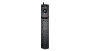 Przedłużacz przeciwprzepięciowy professional 5 gniazd 2xUSB 3m 10A 230V 2300W czarny W-100044