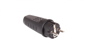 Wtyczka gumowa 2P+Z IP44 250V~ 16 A 3680W prosta czarna 24016