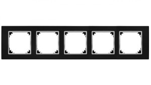 VESTRA ramka pięciokrotna IP20 czarny/chrom 3875-46
