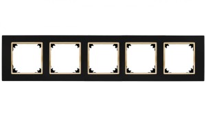 VESTRA ramka pięciokrotna IP20 czarny/złoty 3875-47