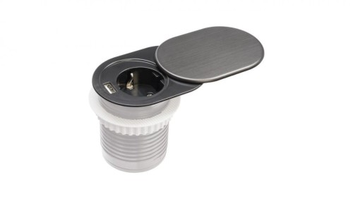 Gniazdo meblowe do zabudowy 1 złącze wtyczkowe 1xUSB A schuko GMZ-2 W-72012