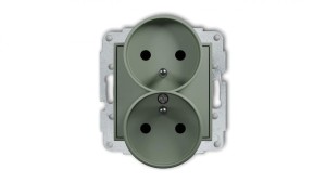 MINI Mechanizm gniazda podwójnego do ramki z uziemieniem 2x(2P+Z) (przesłony torów prądowych) szałwiowy 61MGPR-2zp