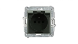 MINI Mechanizm gniazda bryzgoszczelnego z uziemieniem 2P+Z (klapka dymna, przesłony torów prądowych) szałwiowy 61MGPB-1zdp