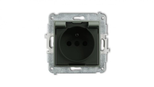 MINI Mechanizm gniazda bryzgoszczelnego z uziemieniem 2P+Z (klapka dymna, przesłony torów prądowych) szałwiowy 61MGPB-1zdp