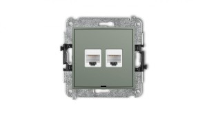 MINI Mechanizm gniazda komputerowego podwójnego 2xRJ45, kat. 5e, 8-stykowy, bez pola opisowego szałwiowy 61MGKBO-2