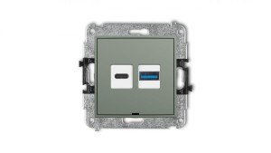 MINI Mechanizm ładowarki USB podwójnej USB C + USB A, 20W max., bez pola opisowego szałwiowy 61MCUSBBO-8
