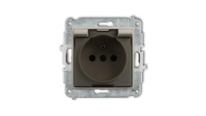 MINI Mechanizm gniazda bryzgoszczelnego z uziemieniem 2P+Z (klapka dymna, przesłony torów prądowych) taupe 60MGPB-1zdp