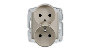 MINI Mechanizm gniazda podwójnego do ramki z uziemieniem 2x(2P+Z) (przesłony torów prądowych) taupe 60MGPR-2zp