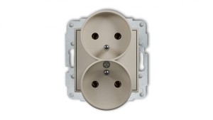 MINI Mechanizm gniazda podwójnego do ramki z uziemieniem 2x(2P+Z) (bez przesłon torów prądowych) taupe 60MGPR-2z