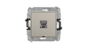 MINI Mechanizm gniazda komputerowego pojedynczego 1xRJ45, kat. 5e, ekranowany, 8-stykowy, bez pola opisowego taupe 60MGKBO-1e