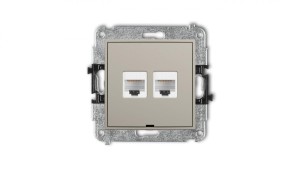 MINI Mechanizm gniazda komputerowego podwójnego 2xRJ45, kat. 5e, 8-stykowy, bez pola opisowego taupe 60MGKBO-2