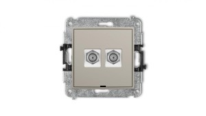 MINI Mechanizm gniazda antenowego podwójnego typu F (SAT) niklowany, bez pola opisowego taupe 60MGFBO-2