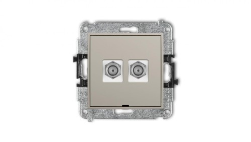 MINI Mechanizm gniazda antenowego podwójnego typu F (SAT) niklowany, bez pola opisowego taupe 60MGFBO-2