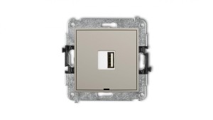 MINI Mechanizm ładowarki USB pojedynczej USB A, 10W max., 5V, 2A, bez pola opisowego taupe 60MCUSBBO-3