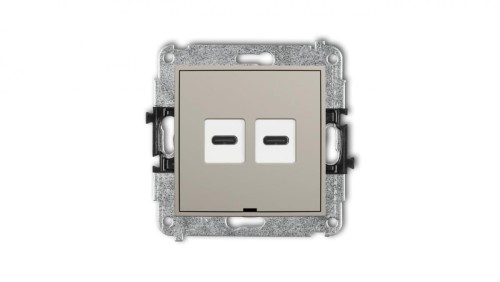 MINI Mechanizm ładowarki USB podwójnej 2xUSB C, 20W max., bez pola opisowego taupe 60MCUSBBO-7