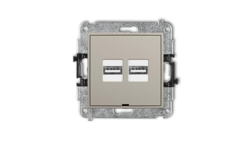 MINI Mechanizm ładowarki USB podwójnej 2xUSB A, 15,5W max., 5V, 3.1A, bez pola opisowego taupe 60MCUSBBO-6
