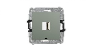 MINI Mechanizm ładowarki USB pojedynczej USB A, 10W max., 5V, 2A, bez pola opisowego szałwiowy 61MCUSBBO-3