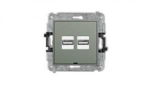 MINI Mechanizm ładowarki USB podwójnej 2xUSB A, 15,5W max., 5V, 3.1A, bez pola opisowego szałwiowy 61MCUSBBO-6