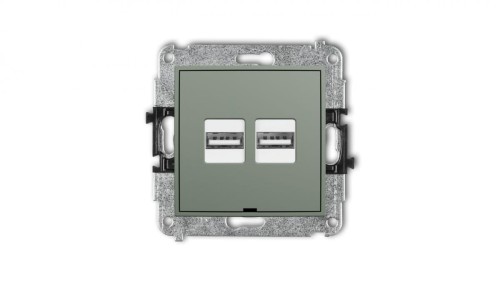 MINI Mechanizm ładowarki USB podwójnej 2xUSB A, 15,5W max., 5V, 3.1A, bez pola opisowego szałwiowy 61MCUSBBO-6