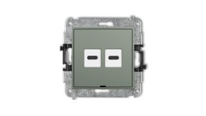 MINI Mechanizm ładowarki USB podwójnej 2xUSB C, 20W max., bez pola opisowego szałwiowy 61MCUSBBO-7