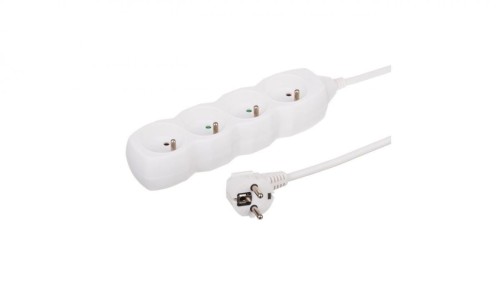 Przedłużacz 4-gniazdowy, 5m biały, 3x1,0mm OWY 34450