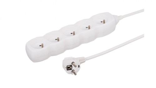 Przedłużacz 5-gniazdowy, 3m biały, 3x1,0mm OWY 34530