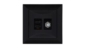 Gniazdo podtynkowe typu F + gn. RJ-45 Pola czarny, 33205