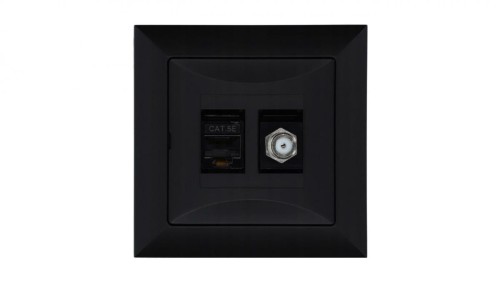 Gniazdo podtynkowe typu F + gn. RJ-45 Pola czarny, 33205