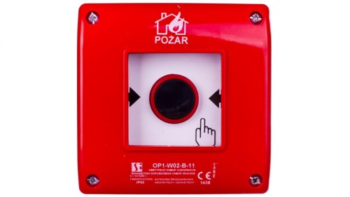 Przycisk ppoż. podtynkowy 1Z 1R czerwony OP1-W02-B11