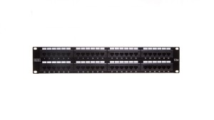 Patch panel kompletny 19 cali 48x RJ45 U/UTP kat. 5e 2U czarny (RAL 9005) DN-91548U