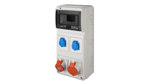 Rozdzielnica budowlana RS-8 8-mod. 2x2P+Z, 16A/5P, 32A/5P, IP44 bez zabezpieczeń 6243-00