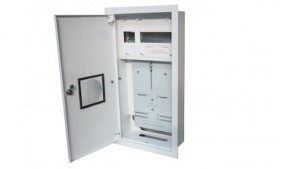 Rozdzielnia podtynkowa metalowa 1 X TL 3F na licznik elektroniczny + 11 zabezpieczeń zamek okienko RAL 9003A-RW12E