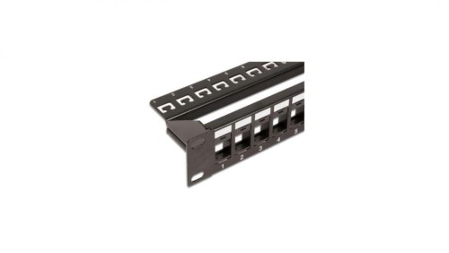 Patch panel 24 porty na moduły Keystone, 1U, czarny