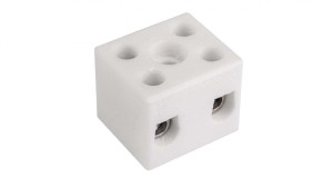 Złączka gwintowa porcelanowa 6mm 2 tory biała z 1 otworem montażowym CPO-10A-2P 80013516 /20szt./