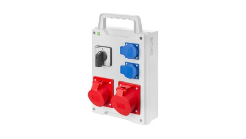 Rozdzielnica budowlana RS wyłącznik 0/1, 2X2P+Z, 16A/5P, 32A/5P, IP44 6214-16