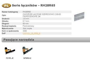 BOSTITCH GWOŹDZIE RH 21` 65mm RING 2M ...