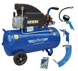ADLER KOMPRESOR  50l AD 2050-50-8BAR 230V Z ZESTAWEM AKCESORIÓW