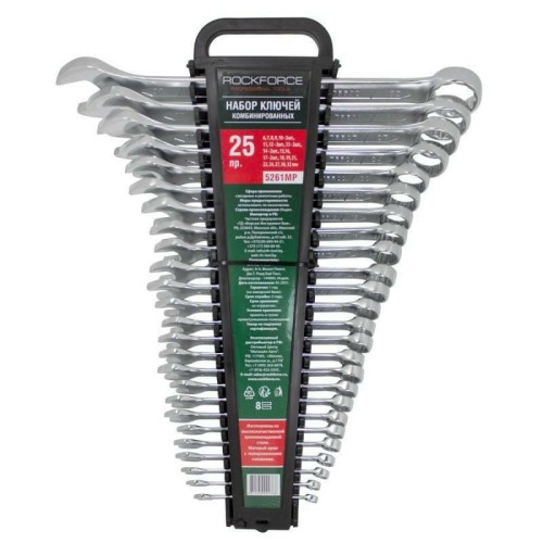 ROCKFORCE KLUCZ PŁASKO-OCZKOWY kpl.25el. (6-32mm)