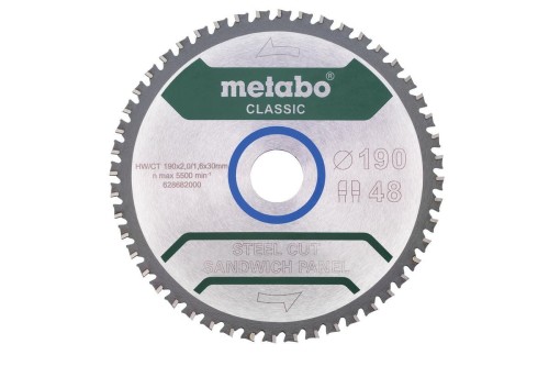 METABO PIŁA TARCZOWA FZ/FA 190x30x48z    STEEL CUT/SANDWICH PANEL CLASSIC