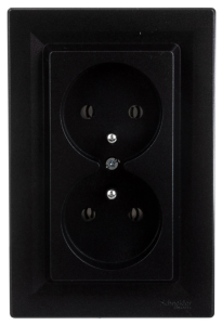 Gniazdo 2x2P+PE Asfora antracyt z ramką EPH9800271
