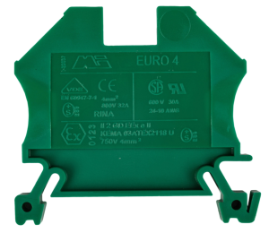 Złączka szynowa 2-przewodowa 4mm2 zielona EURO 43409GR